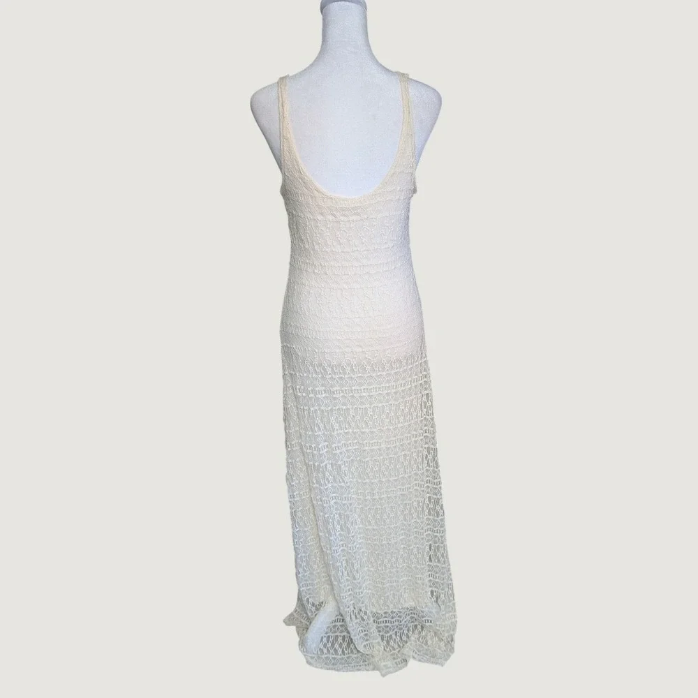 Abercrombie & Fitch Y2K Cream Lace Button Front Sleeveless Maxi Dress Medium